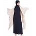 Designer shrug abaya- Blue-Beige